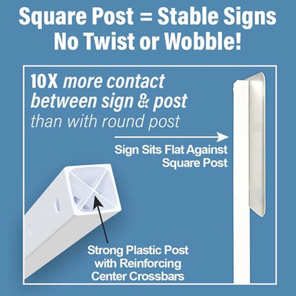 Plasticade Roll-A-Post Portable Sign Post with 60" Power Post Plastic Signpost, Designed for Schools, Sidewalks or Parking Lots, Durable and Resistant to Weathering, Yellow Base with White Post