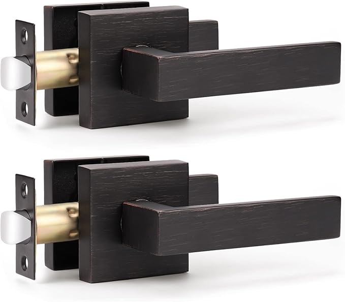 KNOBWELL Premium Oil Rubbed Bronze Closet Door Handles Passage Function Heavy Duty Lever, Door Handle for Left or Right Handing, Interior Door Lever 2 Pack 2.07 lb One Lever