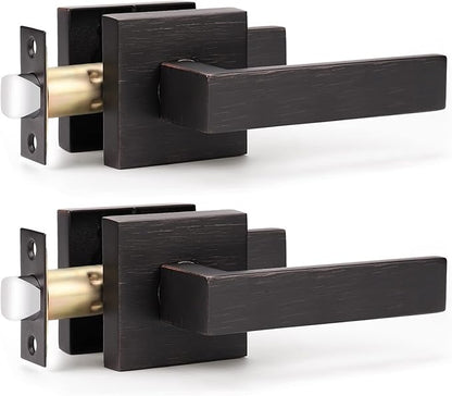 KNOBWELL Premium Oil Rubbed Bronze Closet Door Handles Passage Function Heavy Duty Lever, Door Handle for Left or Right Handing, Interior Door Lever 2 Pack 2.07 lb One Lever