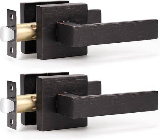 KNOBWELL Premium Oil Rubbed Bronze Closet Door Handles Passage Function Heavy Duty Lever, Door Handle for Left or Right Handing, Interior Door Lever 2 Pack 2.07 lb One Lever