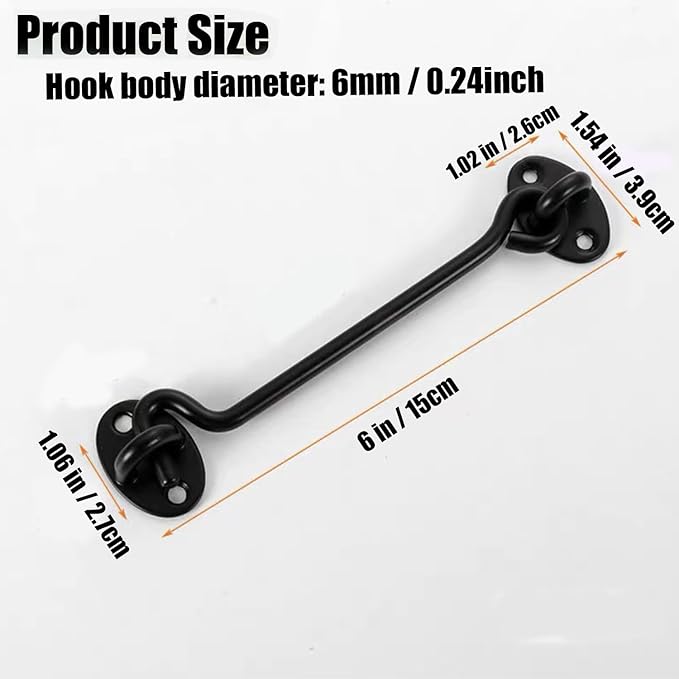 4 Pack Barn Door Latch Door Lock Hardware, Sliding Door Lock Eye Hook Latch with Screws, Rust-Resistant Metal Gate Latch, Privacy Hooks Latch for Inside Door