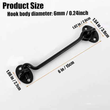 4 Pack Barn Door Latch Door Lock Hardware, Sliding Door Lock Eye Hook Latch with Screws, Rust-Resistant Metal Gate Latch, Privacy Hooks Latch for Inside Door, Wooden Fence
