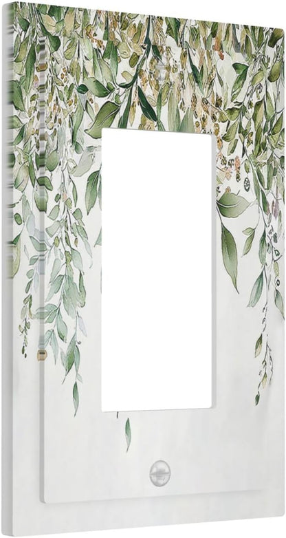 Decorative Outlet Covers Sage Green Eucalyptus Watercolor Plant Leaves 1 Gang Single Rocker Light Switch Cover Plate Wall Plates GFCI Faceplate for Bedroom Bathroom Decor