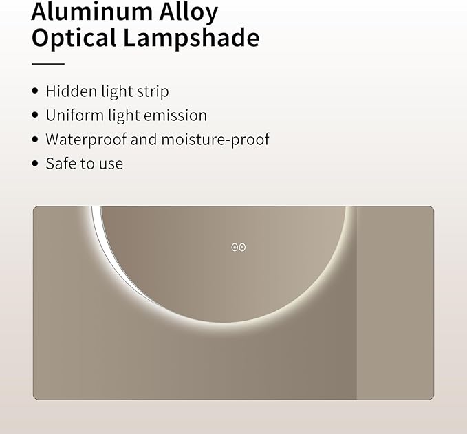 Round LED Bathroom Mirror with Light, Backlit Mirror for Bathroom, Frameless LED Smart Vanity Mirror with 3 Color Lights, Anti-Fog, Smart Touch Button, Shatter-Proof, IP65, 90+ CRI(28" L x 28" W)