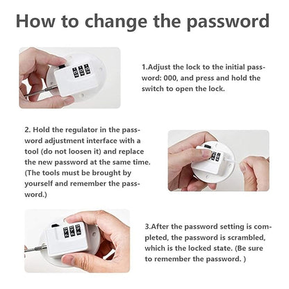 A Pack Refrigerator Lock - Heavy Duty Combination Fridge Lock, Child/Baby Proofing Lock for Cabinets, Closets, Drawers, Window and More, Easy Install and Use (White)