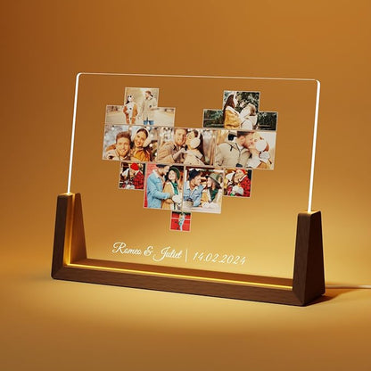 Photo Decorative Plaque Personalized Gifts, Custom Gifts for Him Her, Customized Picture Frame for Boyfriend Girlfriend Couples Wife Women on Anniversary Birthday