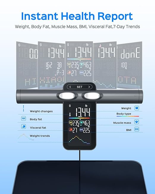 8-Sensor Smart Scale, Body Composition Pod Scale with Handheld Display, Measures Body Fat, Muscle Mass & BMI, FSA&HSA Eligible