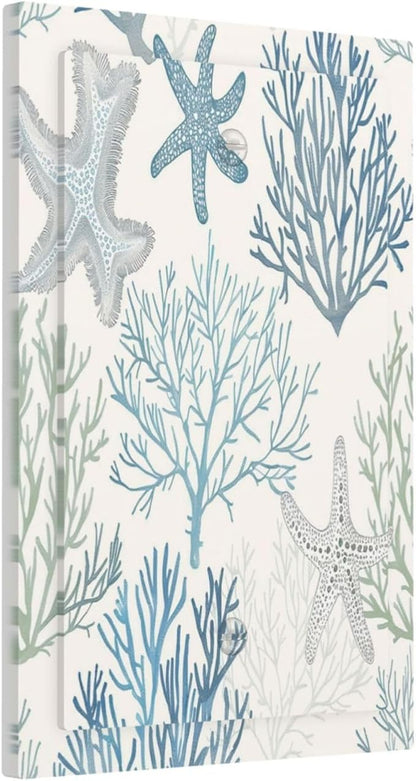 Light Switch Cover Plate Ocean Beach Theme Starfish Seashell Coral 1 Gang No Device Blank Electrical Wall Plates Faceplate Decorative Switch Plate For Bathroom Kids Room Decor