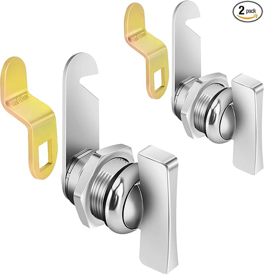 5/8' Cam Locks Thumb Operated Cabinet Lock Replacements RV Compartment Storage Locks Fits Vehicles, Files Drawers (5/8 Inch 2Pcs)