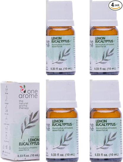 Lemon Eucalyptus Essential Oil (Corymbia Citriodora) – 100% Pure & Undiluted Citrus Aroma for Diffusers, Massage (Dilute) & DIY | Essential Oils for Humidifiers (Pack of 4 × 0.34 fl oz)