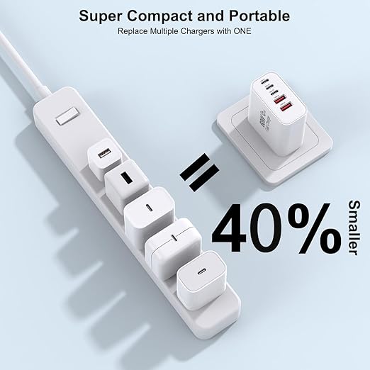 USB C Fast Charger Block, 2Pack 60W 5-Port Type C iPhone Charger Plug, Apple Fast Charging Block, 3 USB C+2 USB A PD & QC 3.0 Power Adapter Multi-port Cube Brick for iPhone 16/15/14/13/12/11/X/8, iPad
