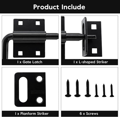 HOME MASTER HARDWARE Heavy Duty Slide Bolt Gate Latch, Sliding Bolt Door Latch Gate Lock Hardware with Padlock Hole, 2 in 1 Barrel Bolt Latch for Wooden Fence/Shed Door/Yard Door/Barn Door, Black