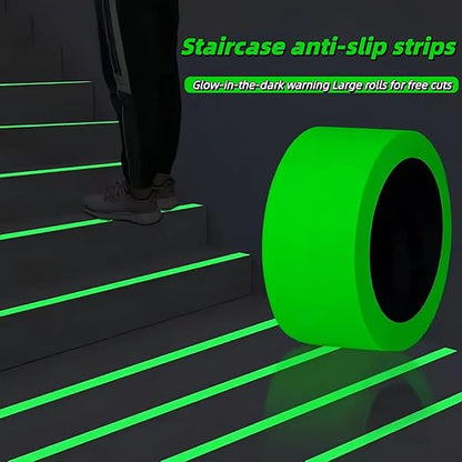 Glow in The Dark Tape 0.5Inch x 40FT - Fluorescent Glow Tape High-Adhesion Waterproof,Fluorescent Safety Tape, Photoluminescent for Stairs, Bikes, Outdoor Gear,Halloween DIY，Walls and Exit Sign