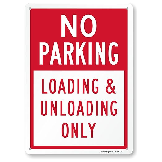 SmartSign No Parking Loading Unloading Only - 10" x 14", Rustproof 40 Mil Laminated Aluminum, Red/White, Durable Metal Sign for Outdoors, USA-Made
