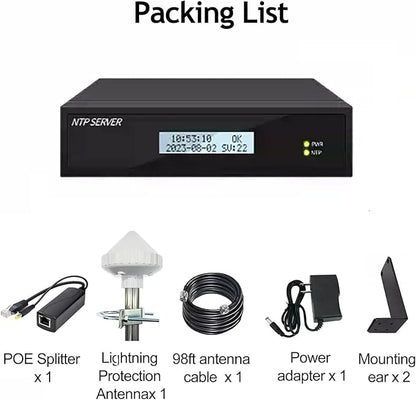 GPS NTP Network Time Server with Dual Ethernet Ports,Supports AC/POE Power,Accurate Time Sync for Network Devices.