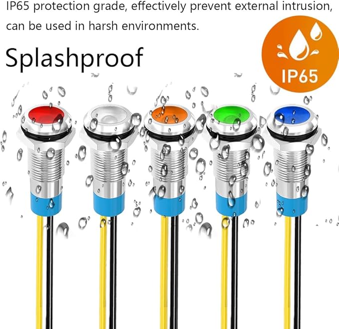 5pcs 8mm 110V-220V AC LED Waterproof Signal Lamp Metal Indicator Light (Green)