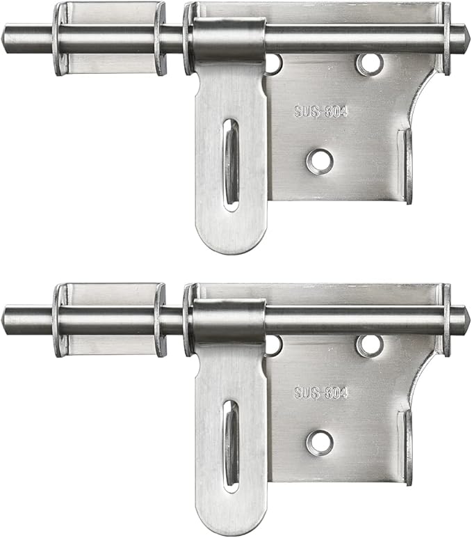JQK Sliding Gate Latch 6 Inch, Thickening 304 Stainless Steel Barrel Bolt with Padlock Hole, Interior Door Latches Brushed Finish, 2 Pack