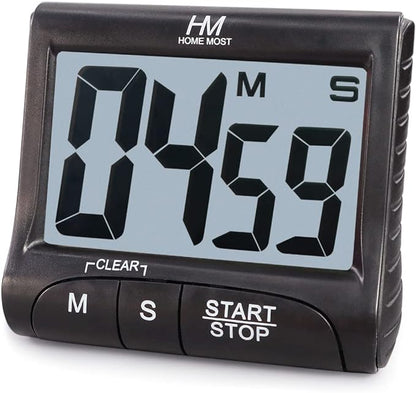 3" Large Display Kitchen Timer - Digital Timer Magnetic Back Loud Alarm On A Rope- Black Cooking Timers For Kitchen Teachers Students Games Kids Meetings -Sports Timers For Workouts Exercise