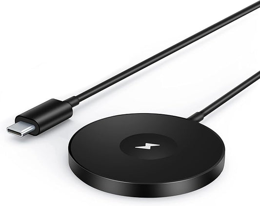 3-in-1 Magnetic Wireless Charging Pad with 15W Fast Charging for iPhone 17/16/15/14/13/12 Series, Apple Watch & AirPods, Compatible with MagSafe, for Bedside Desk Travel Home Office (Black)