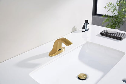 Touchless Bathroom Sink Faucet, Automatic Sensor Faucet for 3 Hole,Touchless Faucet for Bathroom Sink,Gold Smart Faucet