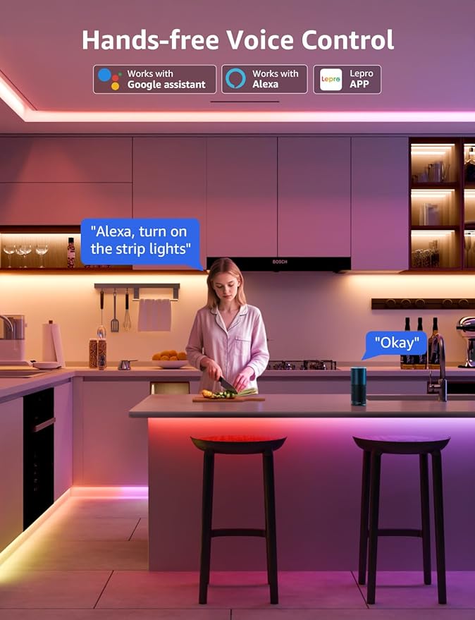 Lepro S2 AI Smart LED Strip Lights - 32.8ft RGBCW Light Strips with 2700K-5700K Tunable Warm White, Color Segment DIY, Personalized Al Lighting Designer, APP Control(No Remote), 2.4G Wi-Fi & Bluetooth