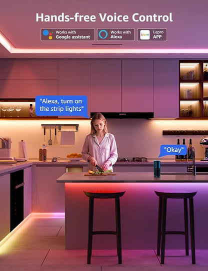 Lepro S2 AI Smart LED Strip Lights - 32.8ft RGBCW Light Strips with 2700K-5700K Tunable Warm White, Color Segment DIY, Personalized Al Lighting Designer, APP Control(No Remote), 2.4G Wi-Fi & Bluetooth