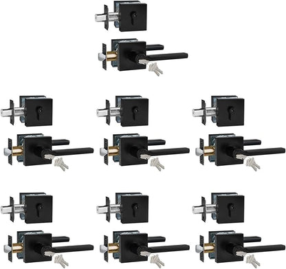 Keyed Entry Door Handle with Single Cylinder Deadbolt, Keyed Alike(Same Keys Only Per Set) Front Door/Exterior Door Lever Lockset, Matte Black, 7 Sets of Locks with 7 Sets of Different Keys