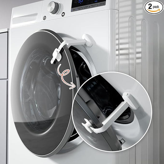 EUDEMON Baby Safety Washer/Dryer Door Stopper,Front Load Washer Door Prop for Kids, Child Washing Machine Door Holder, Safety Door Lock for Washer & Dryer (2 Pack,White)