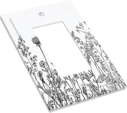 Decorative Outlet Covers Floral Wildflower Rustic Plant Leaves 1 Gang Single Rocker Light Switch Cover Plate Wall Plates Gfci Faceplate For Farmhouse Cabin Decor