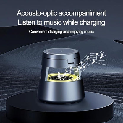 5 in 1 Magnetic Wireless Charger for Phone Earbuds Smart Watch - Bluetooth 5.1 Speaker, Dimmable Night Light, 0-65° Adjustable Angle, Smart Temperature Control, FCC/CE/RoHS Certified