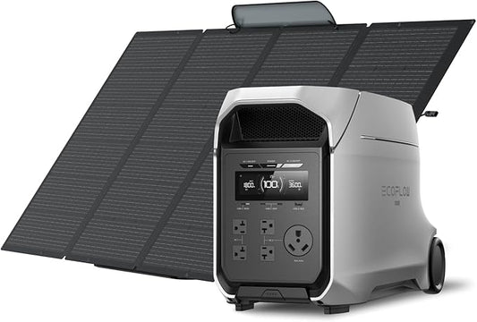 EF ECOFLOW DELTA 3 Ultra Plus Portable Power Station with 400W Solar Panel, 3072Wh LiFePO4 Battery, 3600W (7200W Surge) Output, Expandable to 11kWh, Reliable Home Battery Backup & Camping