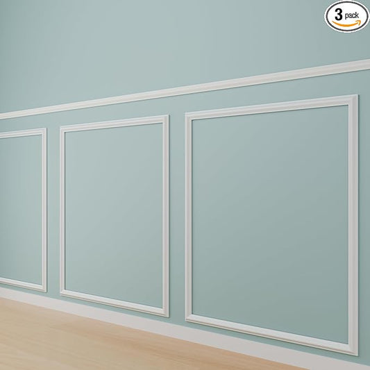 3 PCS Premade Wainscoting Panels Peel and Stick Accent Wall Panels for Interior Wall Decor Easy DIY Build and Batten Chair Rail & Picture Frame Door Decor(24 x 28 in)