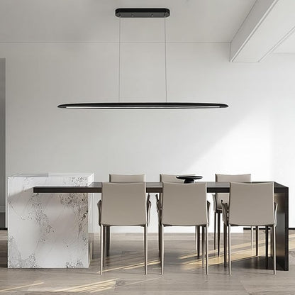 59inch Integrated Led Pendant Light 40w Dimmable Wood Black Linear Pendant Lighting Led Modern Island Light with Black Finish for Living Room Dining Room Billiard & Pool Lights
