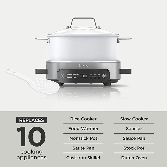 Ninja Foodi PossibleCooker 6.5Qt PRO Plus 10-in-1 Smart Cook System - Multi-Function Rice Cooker, Slow Cooker, Sous Vide with Thermometer - Electric Pot for Kitchen Appliances (6.5 QT)