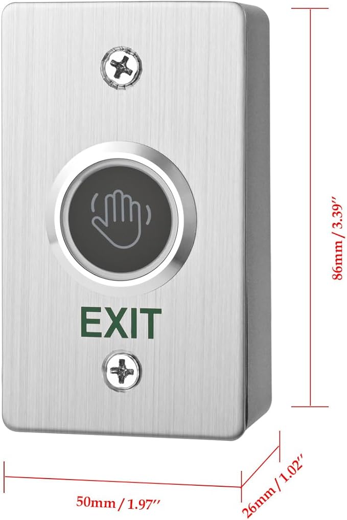 Infrared Sensor Exit Button with Back Box IR Touchless Door Release 304 Stainless Steel IP67 Waterproof with LED Indicator for Access Control Systems