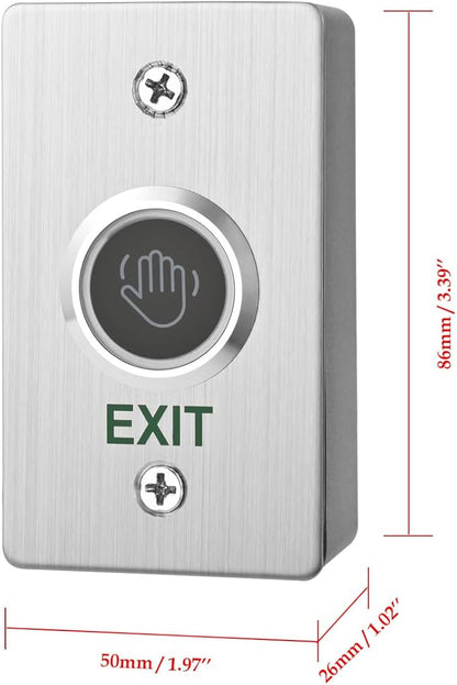 Infrared Sensor Exit Button with Back Box IR Touchless Door Release 304 Stainless Steel IP67 Waterproof with LED Indicator for Access Control Systems