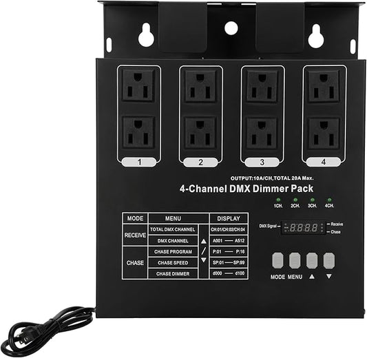 Dmx Dimmer Pack,4 Channel Dmx512 Dimmer Pack， Lighting Controller, Dimmer Pack Suitable for Stage Lighting Control