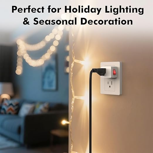 PowerCords [ETL Listed] 3Pack Grounded Outlet Switch w/ON/Off, Plug in Single Outlet Adapter Electrical Switches, Inline Power On Off Switch for Lamp/Devices – Cruise Safe, No Surge Protection, White