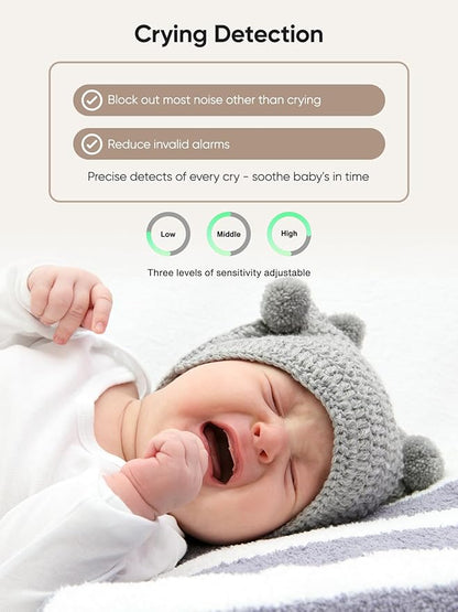 bonoch 1440p Baby Monitor with 2 Cameras 240h Long-Lasting, 5.5" No WiFi Split Screen Dual Video Monitor, Smart Detect for Crying/Sleep Turnover/Motion, Hack Proof, White Noise, Night Vision, Gifts