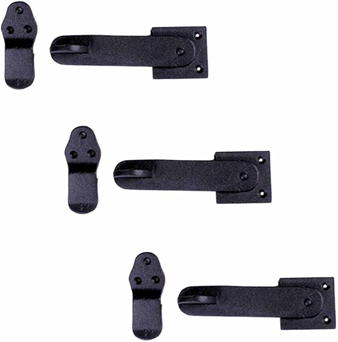 Renovators Supply Manufacturing Black Wrought Iron Gate Flip Latch 5.75" L Antique Medium to Light Duty Two Sided Flip Locks Rust Resistant Powder Coated Barn Door Latches with Hardware Pack of 3
