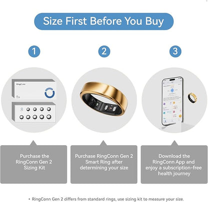 RingConn Gen 2, World’s First Smart Ring with Sleep Apnea Monitoring, No APP Subscription, 12-Day Battery Life, Stress/Heart Rate/Women's Health Tracker, Android & iOS Compatible (Rose Gold, Size 6)