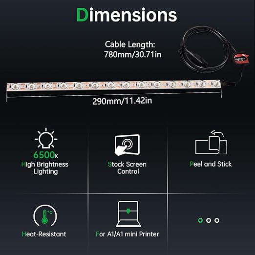 BIQU Panda Lux Compatible with Bambu-Lab A1 LED Light Strip Easy Installation High Brightness Light Bar