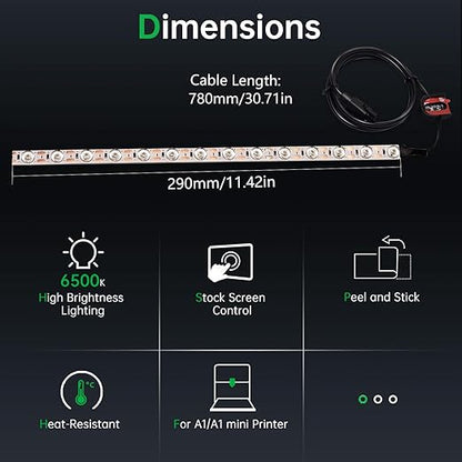 BIQU Panda Lux Compatible with Bambu-Lab A1 LED Light Strip Easy Installation High Brightness Light Bar