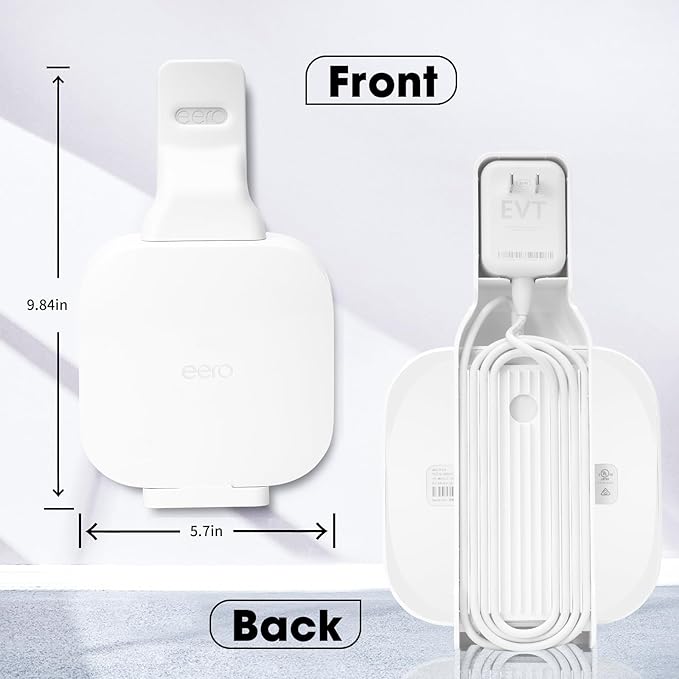 Wall Mount Holder for eero Pro 6E/Pro 6, Wi-Fi Router Wall Mount Shelf Screwless Snap-On Bracket with Cable Management&Heat Dissipation, Easy Installation, Space-Saving Design for Home/Office Networks