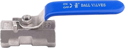 DERNORD Stainless Steel Ball Valve 1PC Type 3/8 Inch NPT Standard Port for Water, Oil, and Gas (Pack of 2)