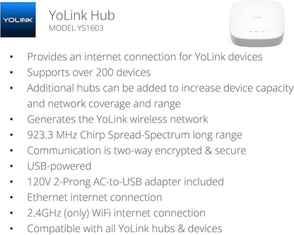 YoLink Water Leak Starter Kit: Hub + 6 Leak Sensor 1 (Silent), LoRa Long-Range, App/SMS/Email Alerts, D2D Offline Triggers, 2 AAA Up to 5-Year Battery, Compatible with Alexa/IFTTT/Home Assistant