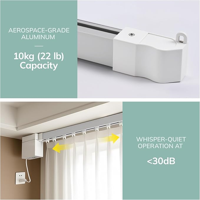 Umimile Smart Electric Curtain Track, Motorized Curtain Track System, 59-106 inch Adjustable Length, Ultra Quiet Motor, App/Remote Control, Works with Alexa, Google Home, for Ceiling and Wall Mount