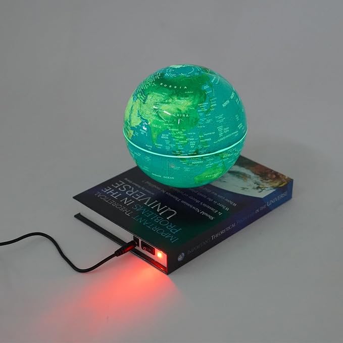 Magnetic Levitation Globe with LED Lights, 6-Inch Floating Geographic Globe, Educational World Map for Home Office Decor, Kids & Adults