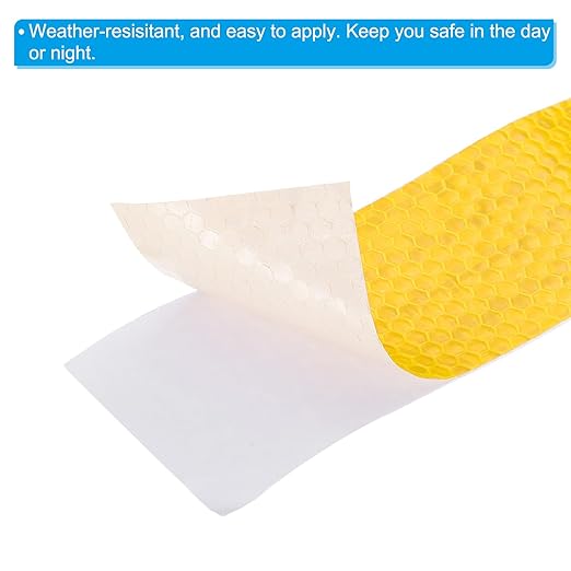 PATIKIL 2 Inch x 10 ft Reflective Tape, 1 Roll Waterproof Self Adhesive High Visibility Caution Warning Safety Tape Reflector with Scraper for Trucks Trailers Cars, Yellow