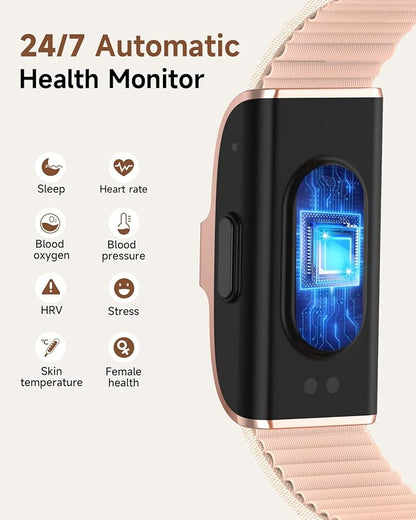 Health Fitness Tracker, Wearable Activity Step Tracker for Men Women, Continuous Sleep/ Heart Rate/ SpO2/ Stress/ Blood Pressure Monitor, IP68 Multiple Sports Modes Watch, Free App for Android iPhone